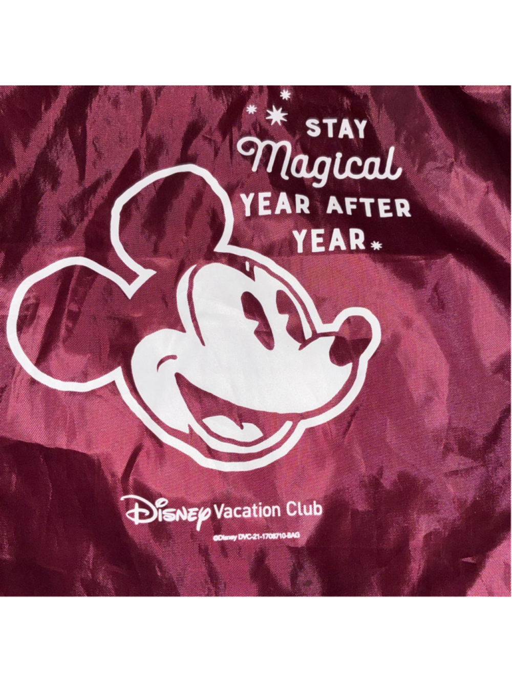 Disney Vacation Club Mickey Mouse Drawstring Backpack Burgundy White - Picture 3 of 3